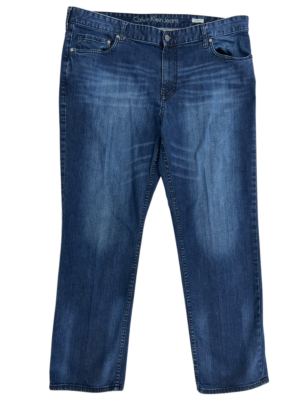 Calvin Klein Mens Slim Straight Leg Jeans 40x32 Dark Blue Denim pants blue